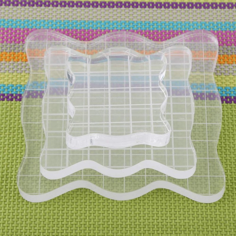 Stamp Block, Transparent Acrylic Stamping Blocks with Grid Lines, Clear