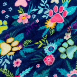 Pet Dog Cat Blanket Ultra Soft Cozy Fleece Paw Print Design Machine Washable Durable for Crates Beds Sofas Travel (Garden of Paws, Medium)