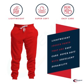 Premium Wear Men’s Jogger Sweatpants - Lightweight, Super Soft, 100% Polyester | Elastic Drawstring, Deep Pockets, Tag-Free | X-Large Red