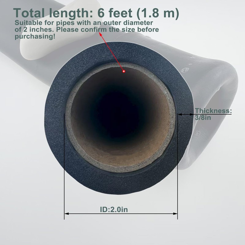 ZXTDBMBB Insulation Foam Pipe 2 inches ID ,6 feet Long,