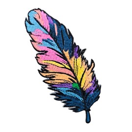 3.5" Embroidered Feather Iron On Patch | Decorative Feather Native American Applique Iron On/Sew On Patches for Clothing, Hats, Clothes, Backpacks, Holes, Jackets