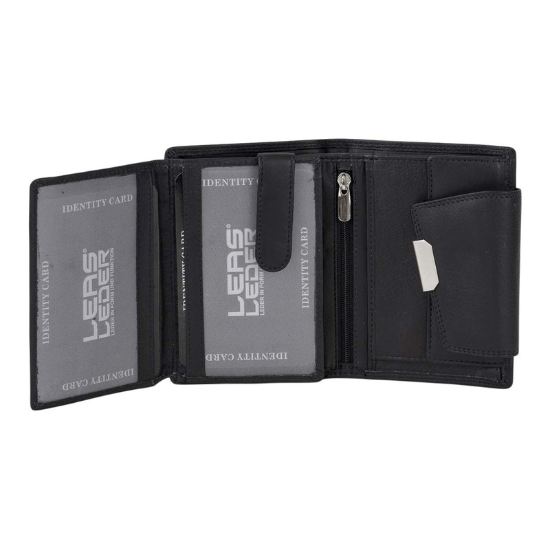 Women's Wallet in Portrait Format LEAS in Real Leather Black