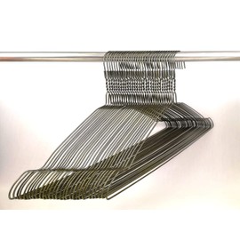 DODIN HOME Bronze Wire Notched Hangers - Space Saving Metal Coat Hangers with Trouser Bar and Skirt Hooks (Bronze, 10)
