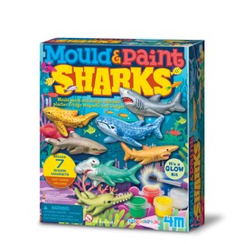 4M Mould and Paint | Sharks | Makes 7 Sharks | Fridge Magnets or Badges | Craft and Activity | Kids Ages 5+