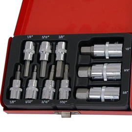 Dapetz ® Drive Hex Bit Socket Set 3/8" 1/2" Allen Key SAE Imperial Socket Drive Adaptor Chrome Vanadium Steel For Torque, Ratchet Wrench & Impact Power Drills 10PCS