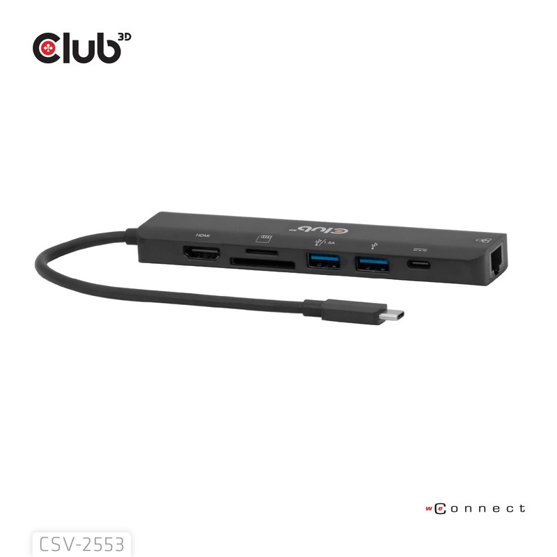 Club3D CSV-2553 USB C® 7 in1 Hub=>HDMI™4K60Hz/SD-TF,2X USB A/USB C