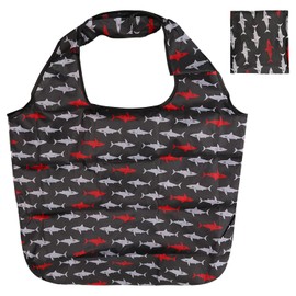 Rumyve Reusable Grocery Bags,Folding Shopping Bags, Waterproof Tote Bags,Lightweight Washable Scratch-Resistant Large Shopping Tote Bags for Daily Use Travel Take Out Storage(Shark)