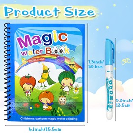 12 Pack Water Coloring Books,Water Doodle Book Toys,Reusable Water Painting Book for Toddlers,Educational Learning Kits Gifts