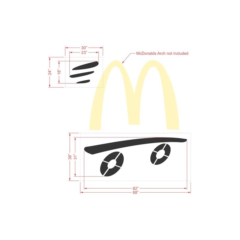 82" McDonald's Speedy Skateboard Stencil - 1/8" (.125") PRO-Grade LDPE