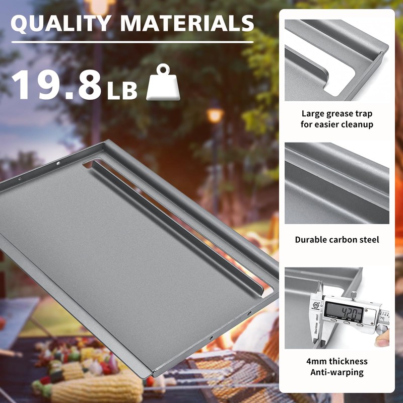 Hisencn Cast Iron Griddle Insert for Nexgrill 720-0830H, Nexgrill 720-0830X,