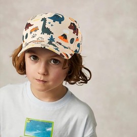 Initlove Girls Boys Baseball Cap Kids Adjustable Sun Hat Cartoon Toddler Cap for Ages 2-5Y Dinosaur Beige