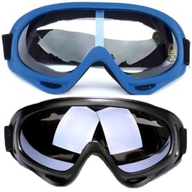 Ski Goggles,Unisex Snow Goggles Windproof 100% UV Protection Safety Goggles Impact Resistant Sealed Protective Work Glasses Over Spectacles for Construction, Lab, Welding, Cycling,Blue Black