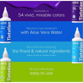 Red by Kiss Tintation Semi-Permanent Hair Color, Aloe Vera Water Based, Argan Oil, Olive Oil, Collagen & Keratin, Long-Lasting Color Dye (Funky Yellow, 5 Fl Oz)