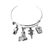 Dental Hygienist Jewelry DH Expandable Charm Bracelet Silver Tooth Floss