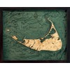 Nantucket, Massachusetts 3-D Nautical Wood Chart, 16" x 20