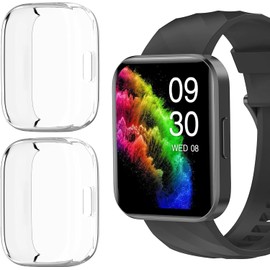 Compatible for RUIMEN Smart Watch Case, Blueshaweu Soft Slim TPU All Around Protective Shell Anti-Scratch Bumper Cover Case Compatible for RUIMEN D1 Smartwatch-1.85 inches (Clear+Clear)