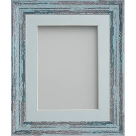 Frame Company Lynton Rustic Blue Photo Frame with Light Blue Mount, 9x7 for 8x6 inch, fitted with perspex