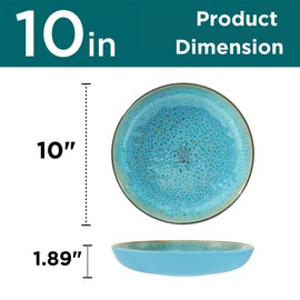 TP 10-inch Melamine Dinner Plates Set, Serving Dish Set for Pasta, Salad, Cereal, Soup, Oatmeal, Lightweight and Unbreakable Dinner Service, Dishwasher Safe, 8-Piece Set, Blue
