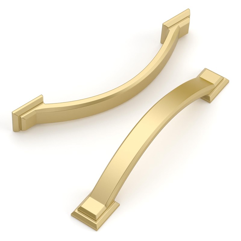 Amerdeco 10 Pack Brushed Gold Cabinet Pulls 4 Inch(102mm) Hole
