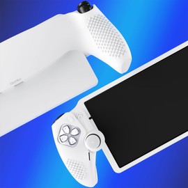 PlayVital Design for PS Portal Silicone Protective Case with Thumb Grips – Enhanced Grip Comfort | Anti-Slip 3D Studded Design | Full Protection White