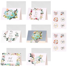 Thank You Cards with Envelopes Set of 12 Blank Thank You Card Multipack Greeting Card Used for Birthday Wedding Business (Flowers)