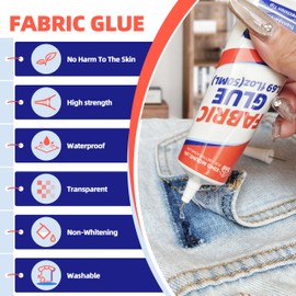 Fabric Glue Permanent,50 ML Washable Cloth Glue,Fabrics Repair Glue for All Fabrics,Patches, Clothes, Denim, Leather, Polyester,Doll Repair, Flannel