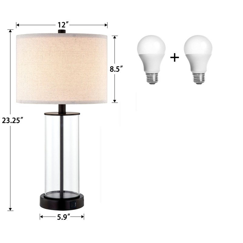 Kyrid 23.5'' Glass Table Lamp Set of 2 for Living