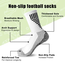 Football Grip Socks for Men & Kids – Non-Slip Soccer Socks with Comfortable Breathable Athletic Fit Perfect for Training and Sports