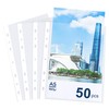 NOTEZMATE 50 Punched Pockets A5,Crystal Clear Plastic A5 Folders Wallets