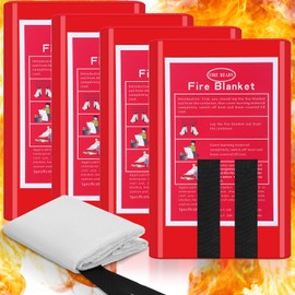 Copkim 4 Packs Emergency Fire Blanket, Fiberglass Fire Suppression Blanket with Box Fireproof Flame Retardant Safety Survival Cover for Home Kitchen Fireplace Grill Office Warehouse