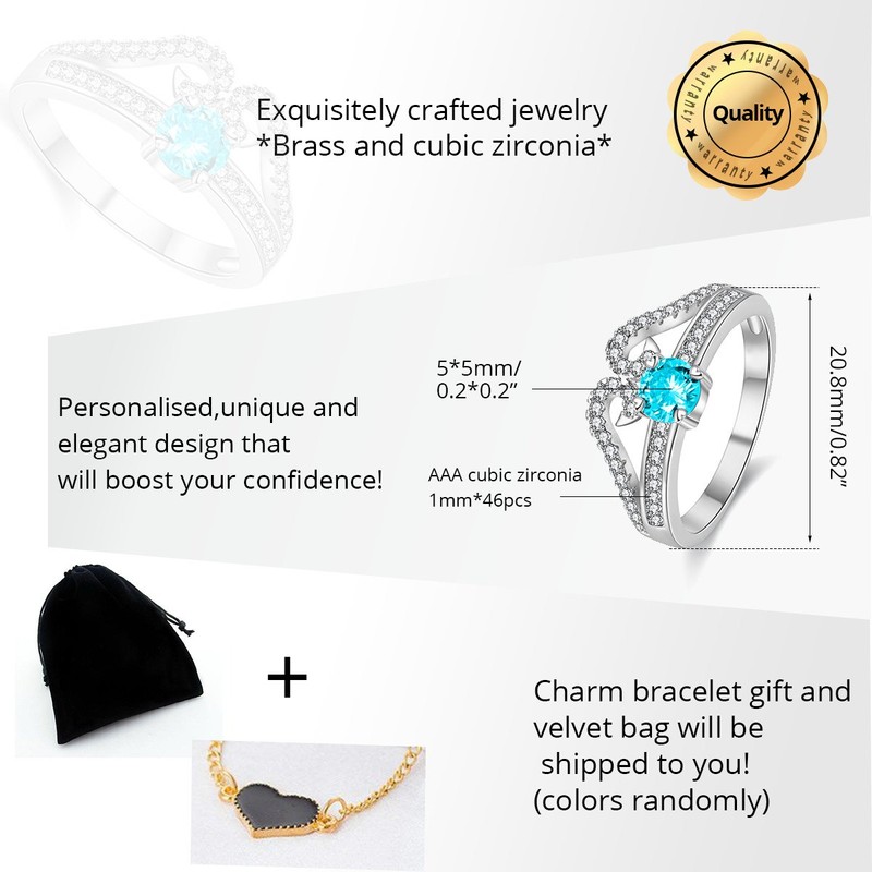 Uloveido Y2867 - Anillo para mujer con circonitas cúbicas redondas,