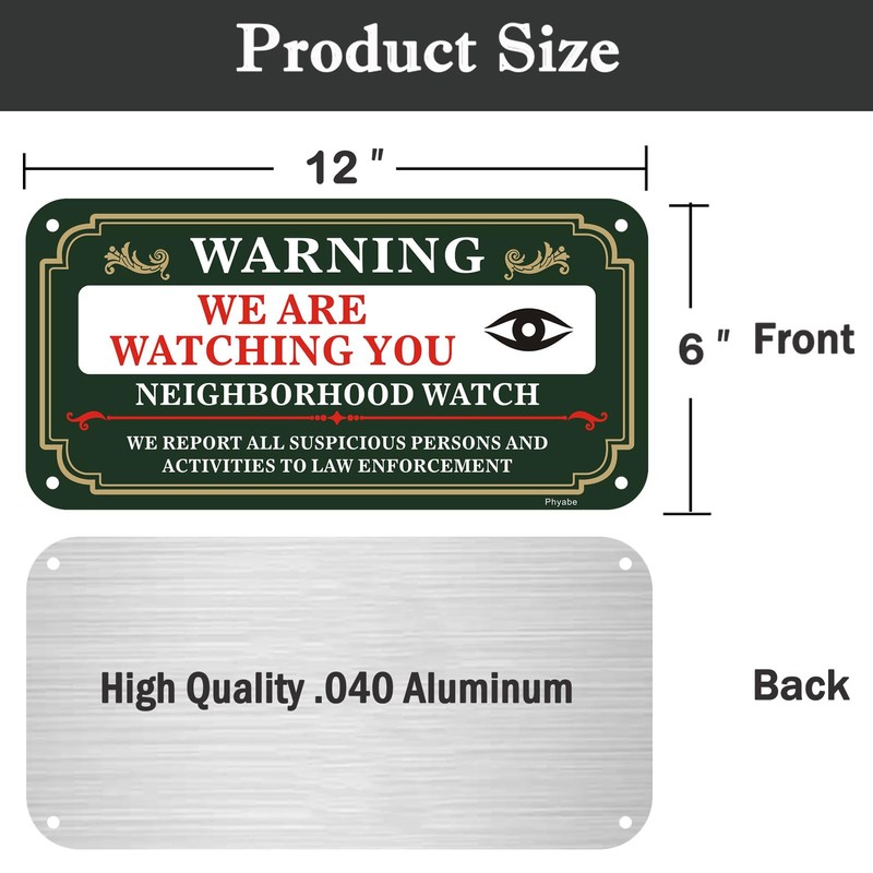 Phyabe 2 Pack Neighborhood Watch Sign, We Are Watching You,
