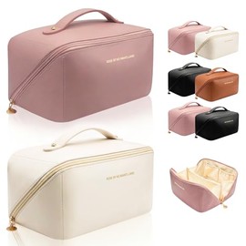 2 Packs Bolsa de Cosméticos de Viaje de Gran Capacidad, Cosmetiquera de Viaje de Cuero PU Impermeable, Neceser de Viaje para Mujer, Bolsa de Maquillaj