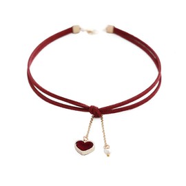 Maxforever Choker Set 2 PCS Choker Necklaces Velvet Choker Set Classic Gothic Chokers (Black/Claret Red)