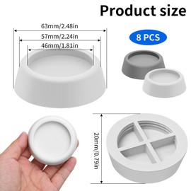 Anti Vibration Pads for Washing Machine, 8 Pack Washing Machine Feet Anti-Vibration TPR Rubber Blocks Anti Slip Pads Shock Absorber Stabilisers for Dryer, Dishwasher, Refrigerator, Treadmill