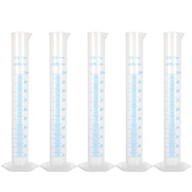 LOLYSIC 10 Pack 100ml Plastic Measuring Cylinders Durable Laboratory Test Tube Flask Measuring Cylinder
