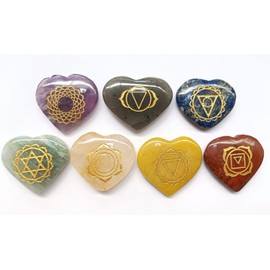 Jet International Engraved Reiki Chakra Stones with Chakra Case Set of 7 Chakra Stones as Symbol for Body Chakras - for Peace of Mind and Positive Energy.