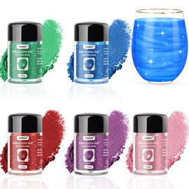 5 Colors Edible Glitter Set, Edible Glitter for Drinks, Luster Dust Shimmer Powder for Cakes, Cocktails, Beverages, Strawberries, Cookies, Candies, Fondant, Easter Eggs(5g/Bottle)