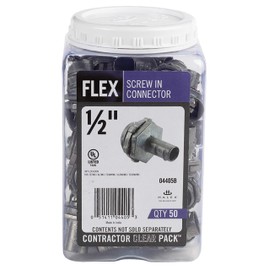 Halex, 1/2 in. Flexible Metal Conduit (FMC) Screw-In Connectors , 04405B, 50 per pack , Silver , 0.5 Inch