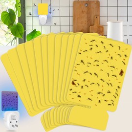 Flying Insect Trap Refill Kit, Indoor Plug-in Fly Trap Refill Yellow Sticky Glue Cards, Strong Adhesion Non-Toxic Easy to Use Sticky Trap Refill Kit for Flies, Gnats, Moths and Other Insects - 12 PCS