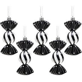 Christmas ConceptsÂ® Pack of 5-110mm Large Sweet Shaped Baubles - Shiny & Glitter Decorated - Christmas Baubles (Black)
