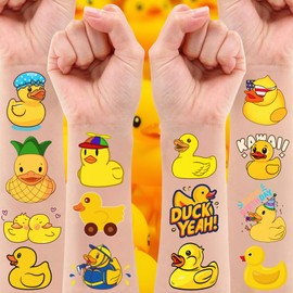 Rubber Duck Temporary Tattoos - 60Pcs Yellow Duck Birthday Party Decorations Gift Idea For Kids Teens Boy Girl Duck Themed Birthday Party Favors Party Supplies Accessories Pool