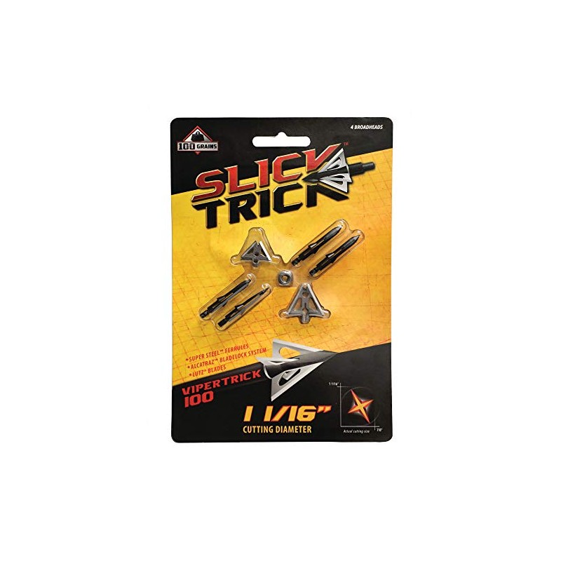 Slick Trick Viper 100 GR Broadhead (Pack of 4), 1-1/16",