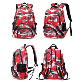 BLUEFAIRY Kids Backpack for Girls Boys Elementary Middle School Bookbag for Teens Ages 8-10 Back to School Bags Large Compartment Mochila Escolar para Niños Camo Red