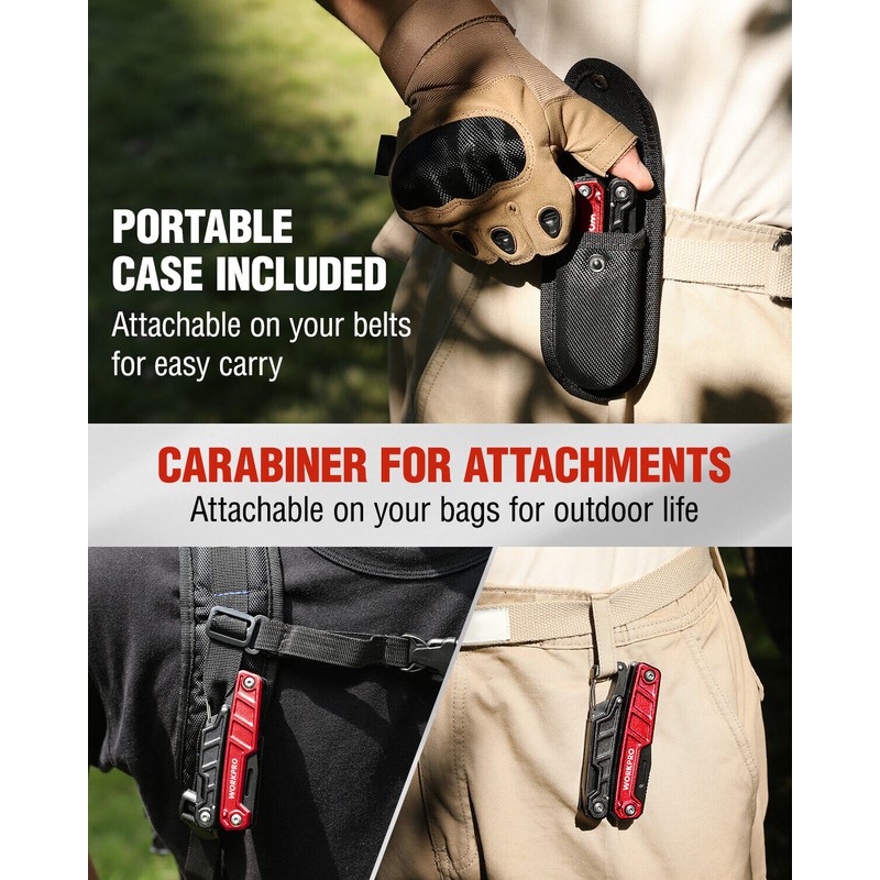 WORKPRO Multitool-11 in 1 with Pocket Clip and Sheath-EDC with