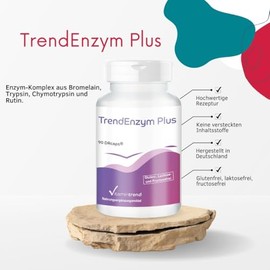 Vitamintrend TrendEnzym Plus, 90 DRcaps, Swallow-friendly, 540 mg Bromelain per Daily Dose, Dietary Supplement Vegan without Magnesium Stearate, Made in Germany