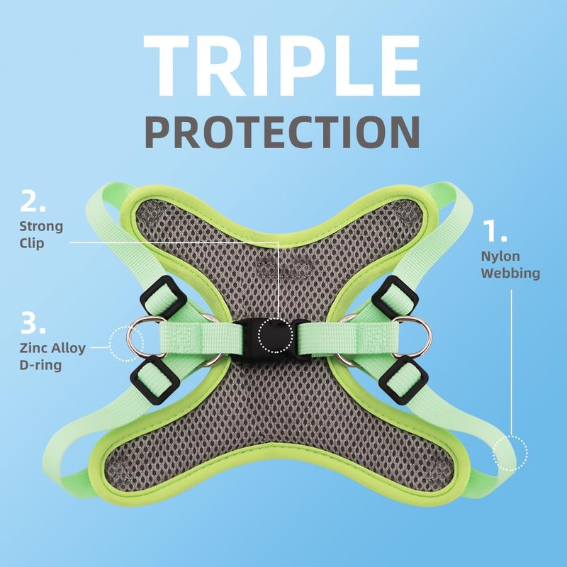 No Pull Dog Harness with Leash Set Green All Weather