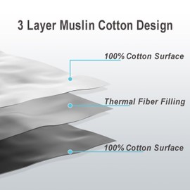 NTBAY 3 Layers Cotton Muslin 106x92 King Bed Blanket, Super Soft Breathable Thermal Yarn Dyed Quilt for Adults, Perfect Lightweight Blanket for Couch Sofa Bed All Seasons, Grey Tree