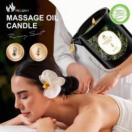 MELONY Aromatherapy Massage Oil Candle, Essential Oil Candle Lotion, 8.1OZ/230g, Home Spa with Luxurious Body Oil Candle, Intensive Skin Treatment Candle, Low Temp Body Safe Wax (Rosemary)