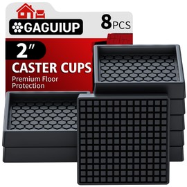 Non Slip Furniture Pads - 2x2 Anti Skid Caster Cups, 8PCS Square Furniture Coasters for Hardwood Floors, Anti Slide Furniture Cup Bed Floor Protectors, Furniture Stoppers to Prevent Sliding(Black)